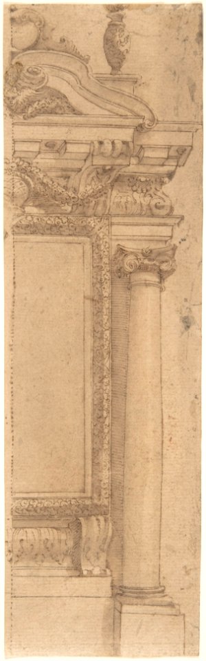 Right Half of Wall Monument Design with Urn Above MET DP802690
