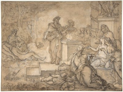 Sacrifice Offered before a Statue of Jupiter MET DP809658