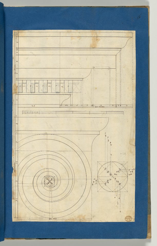 Rule for Drawing the Spiral Lines of the Volute of the Ionic Order, in Chippendale Drawings, Vol. I MET DP-14278-006