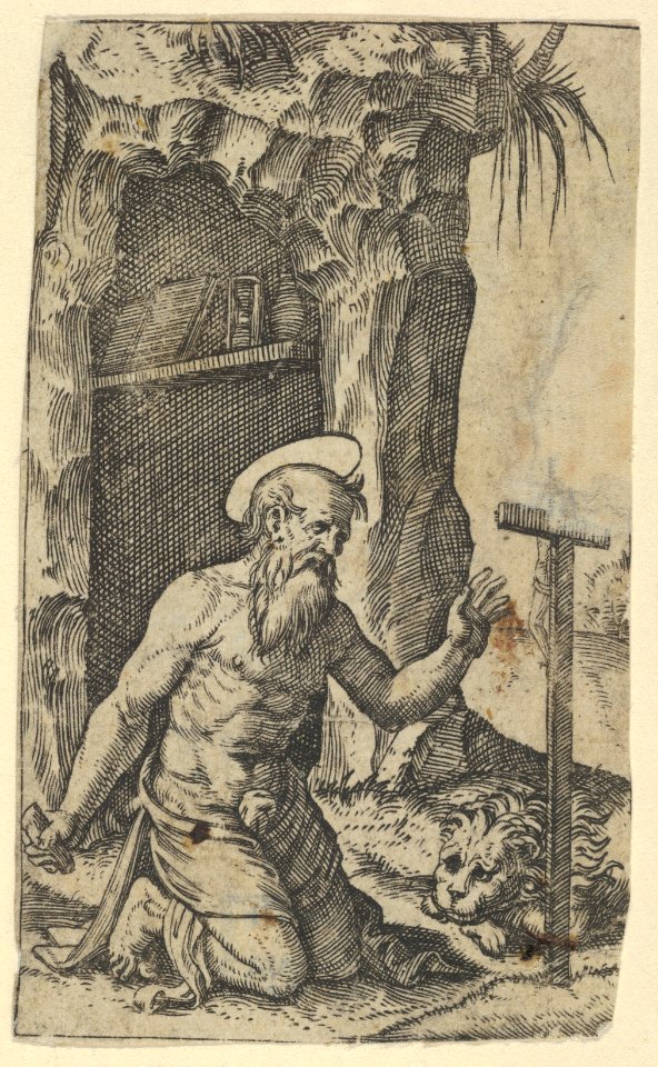 Saint Jerome kneeling before a crucifix, from the series 'Piccoli Santi' (Small Saints) MET DP853499