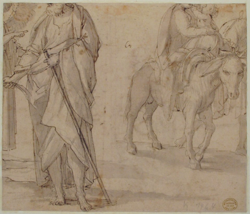 Return of the Holy Family from Egypt (recto); Studies for the Return from Egypt (verso) MET 62.237 VERSO