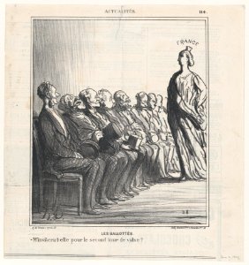 Run-off elections- Will she invite me for a second waltz?, from 'News of the day,' published in Le Charivari, June 2, 1869 MET DP877773