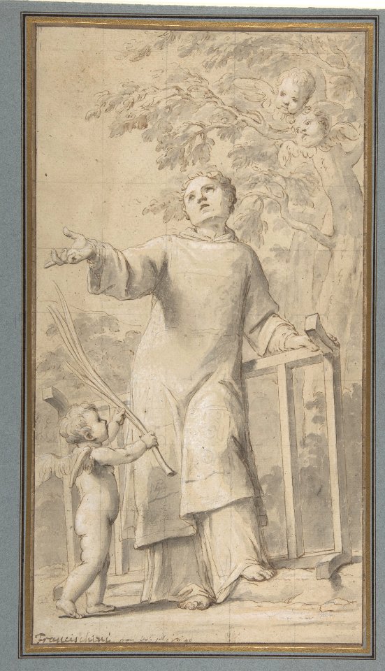 Saint Lawrence Standing and Holding the Grill, Instrument of His Martyrdom MET DP809769