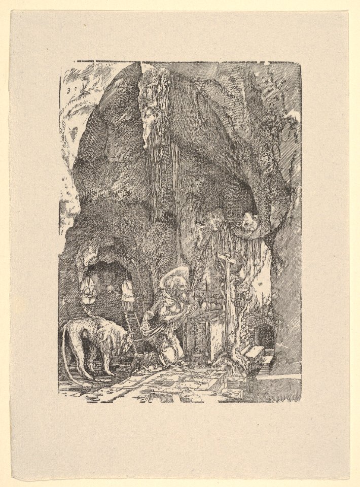 Saint Jerome in Penitence, in a Cave, from Holzschnitte alter Meister gedruckt von den Originalstöcken der Sammlung Derschau im besitz des Staatlichen Kupferstich-kabinetts zu Berlin MET DP833044