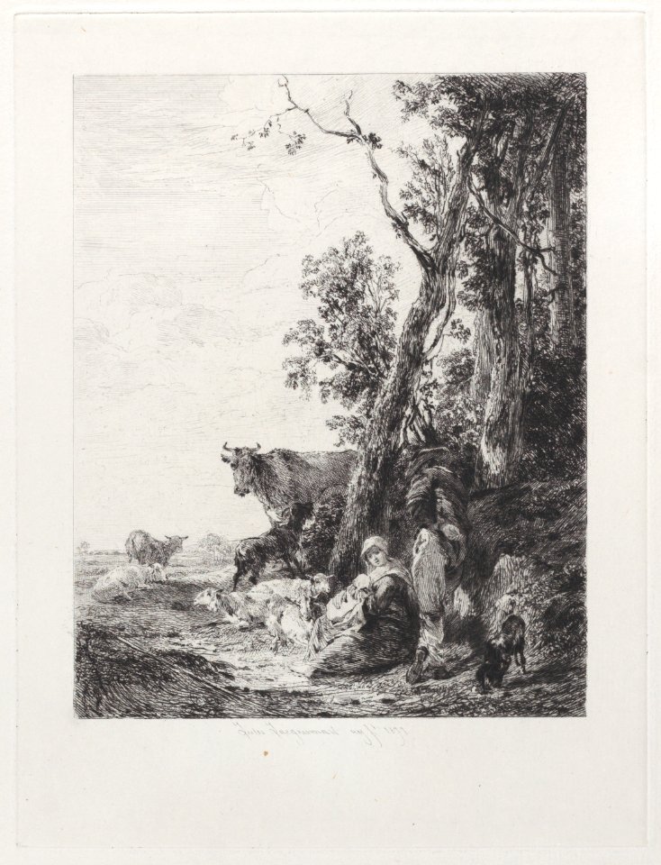 Rest, a Landscape with Figures and Cattle, after Nicolaes Berchem Met DP886844