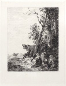 Rest, a Landscape with Figures and Cattle, after Nicolaes Berchem Met DP886844