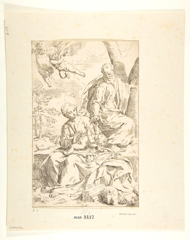 Rest on the flight into Egypt, Mary holding the infant Christ while St. Joseph hands him a fruit MET DP815022