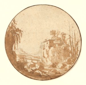 Rocky Landscape With a Bridge and a House MET DP857017