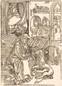 Saint Jerome Extracting a Thorn from the Lion's Foot, 19th century reprint MET DP816413 (cropped)