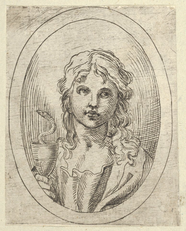 Saint John the Evangelist holding a goblet with a snake emerging from it, from Christ, the Virgin, and Thirteen Apostles MET DP837905