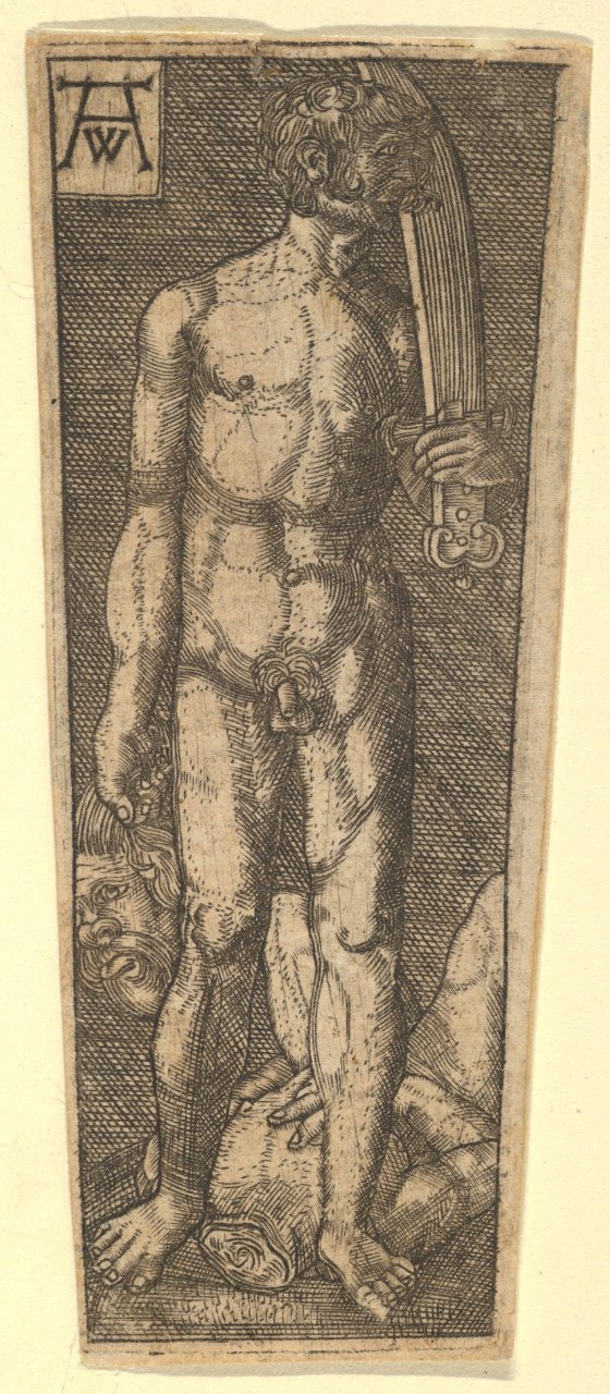 Reverse Copy of the Top of Dagger Sheath with David Holding the Head of Goliath, Heinrich Aldegrever, after 1529