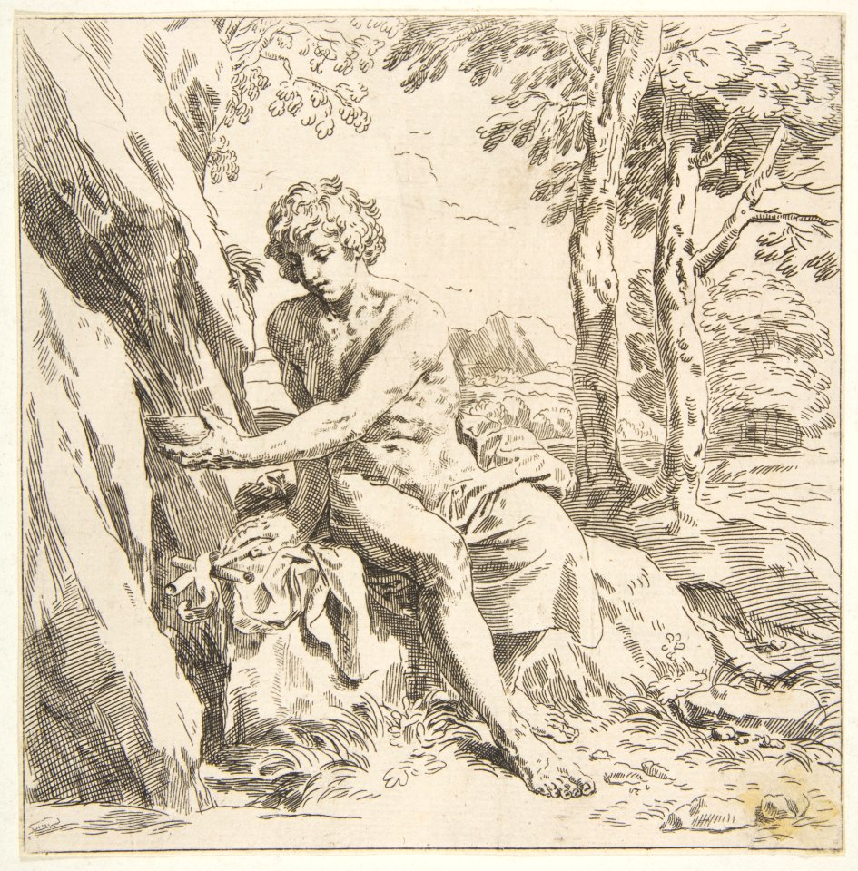 Saint John the Baptist in the desert, copy in reverse after Cantarini MET DP815131