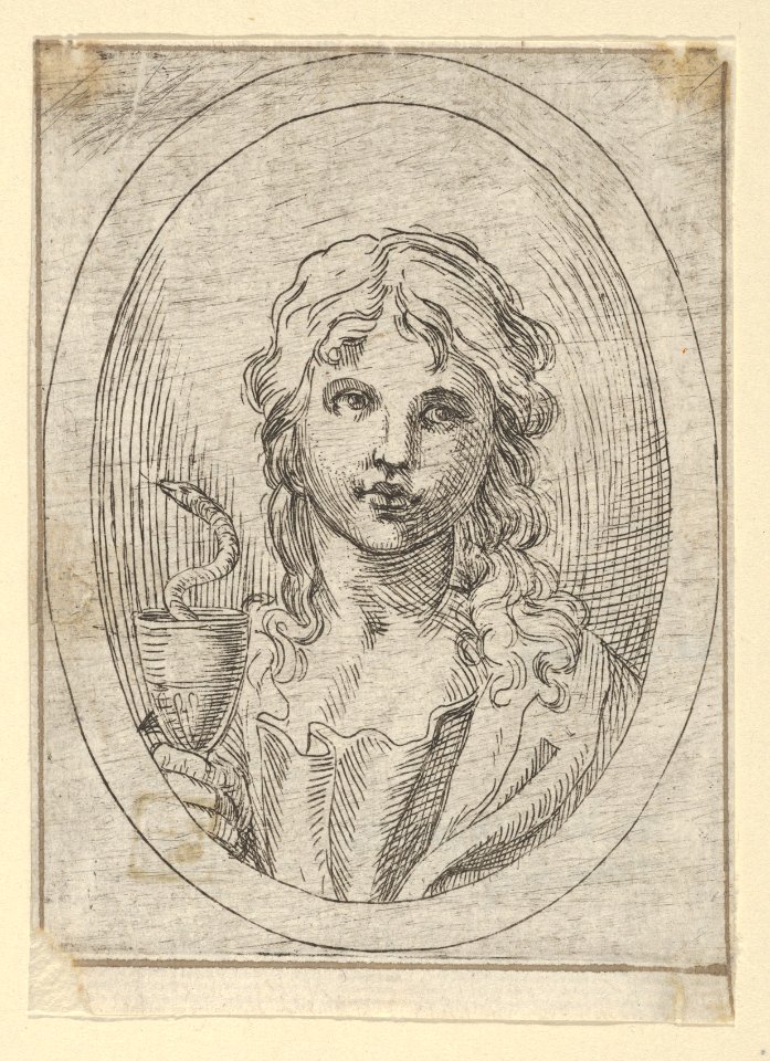 Saint John the Evangelist holding a goblet with a snake emerging from it, from Christ, the Virgin, and Thirteen Apostles MET DP837885