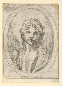 Saint John the Evangelist holding a goblet with a snake emerging from it, from Christ, the Virgin, and Thirteen Apostles MET DP837885