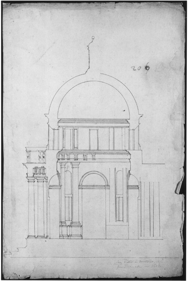 S. Pietro in Montorio, Tempietto, section (recto) blank (verso) MET sf68 769 47r-MM43690
