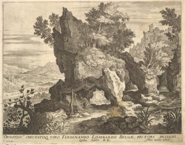 Rocky Landscape with St. Jerome MET DP825788. Free illustration for personal and commercial use.