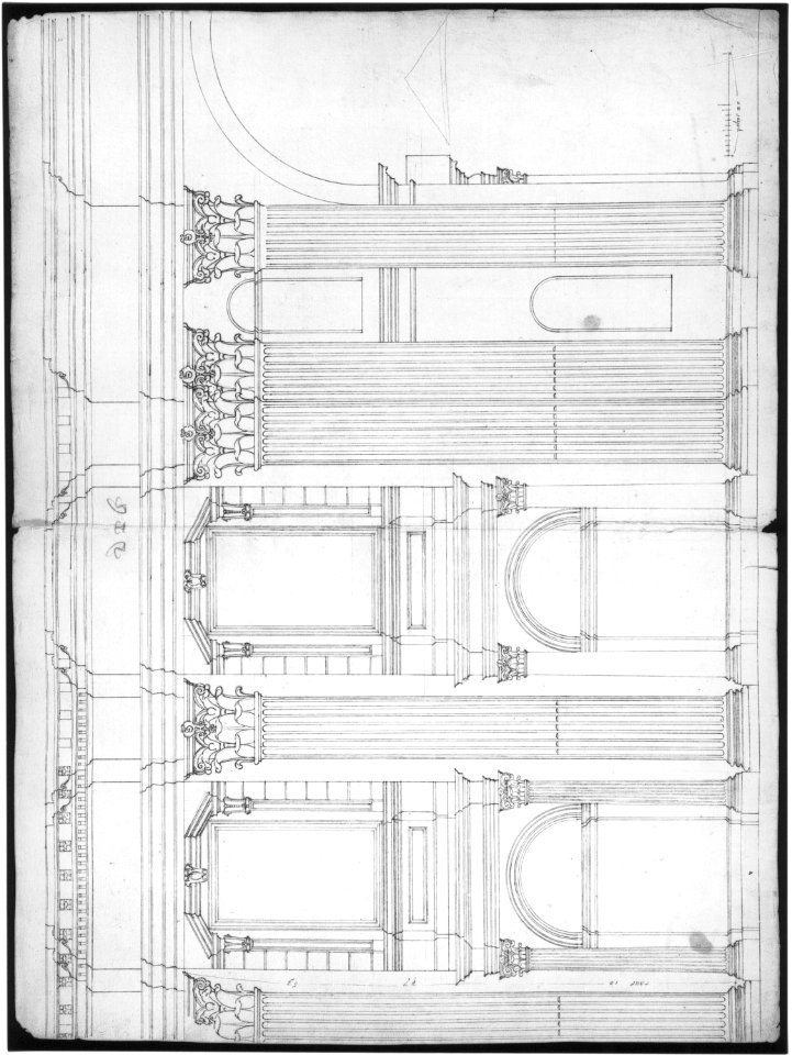 Saint Peter's, apse, exterior elevation (recto) blank (verso) MET sf49 92 91r-MM33712