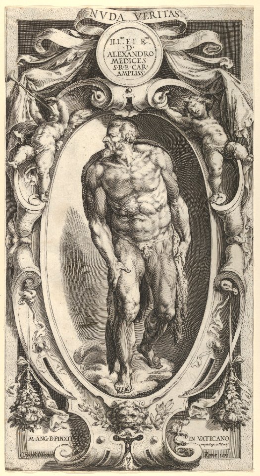Saint John the Baptist in a decorative border, after Michelangelo's 'The Last Judgment' fresco in the Sistine Chapel MET DP836950