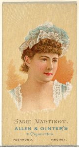 Sadie Martinot, from World's Beauties, Series 2 (N27) for Allen & Ginter Cigarettes MET DP838126