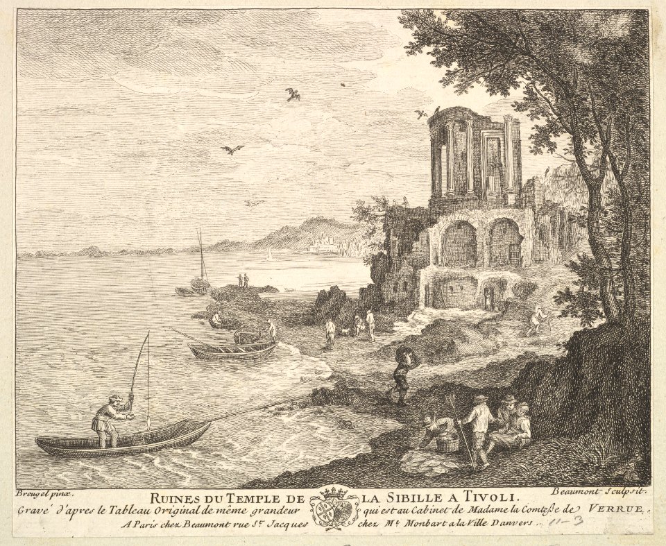 Ruins of the Temple of the Sybil in Tivoli (Ruines du Temple de la Sibille a Tivoli) after the painting in the collection of Madame la Comtesse de Verrue MET DP825777