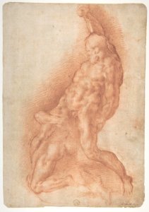 Samson Slaying the Philistine, after Michelangelo (recto); Figure of Fury, after Rosso Fiorentino (verso) MET DP810762