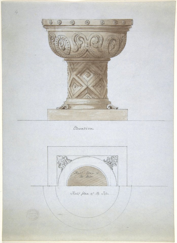 Romanesque Style Font and Plan MET DP806958