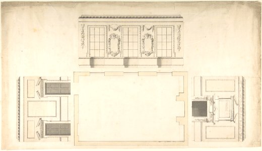 Room Design Showing Plan and Three Wall Elevations MET DP806264