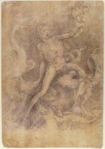Samson Slaying the Philistine, after Michelangelo (recto); Figure of Fury, after Rosso Fiorentino (verso) MET 80.3.301 VERSO
