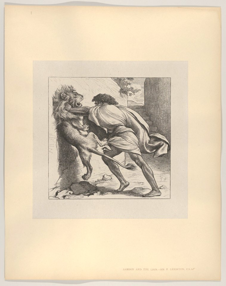 Samson and the Lion (Dalziels' Bible Gallery) MET DP835645