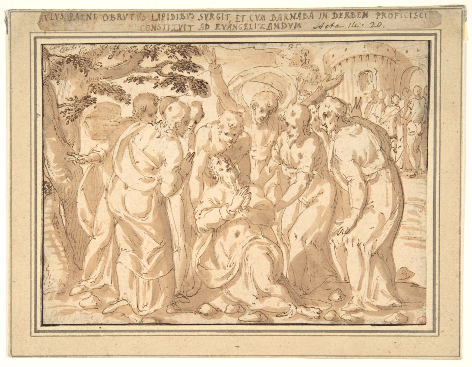 Saint Paul Surrounded by Disciples after His Lapidation at Lystra (Acts 14-20) MET DP810090
