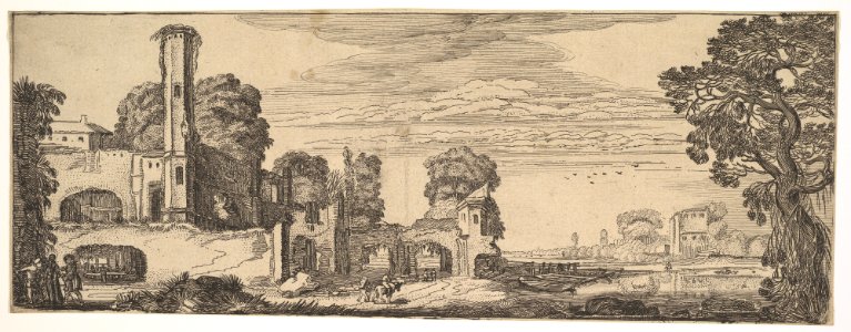 Riverscape with Ruins of a Castle (from Landscapes and Ruins) MET DP828132
