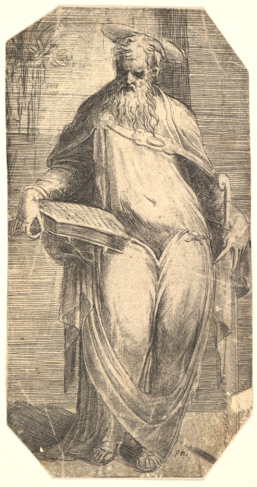 Saint Simon standing, supporting a book on his right thigh, from 'Christ and the Apostles' MET DP825143