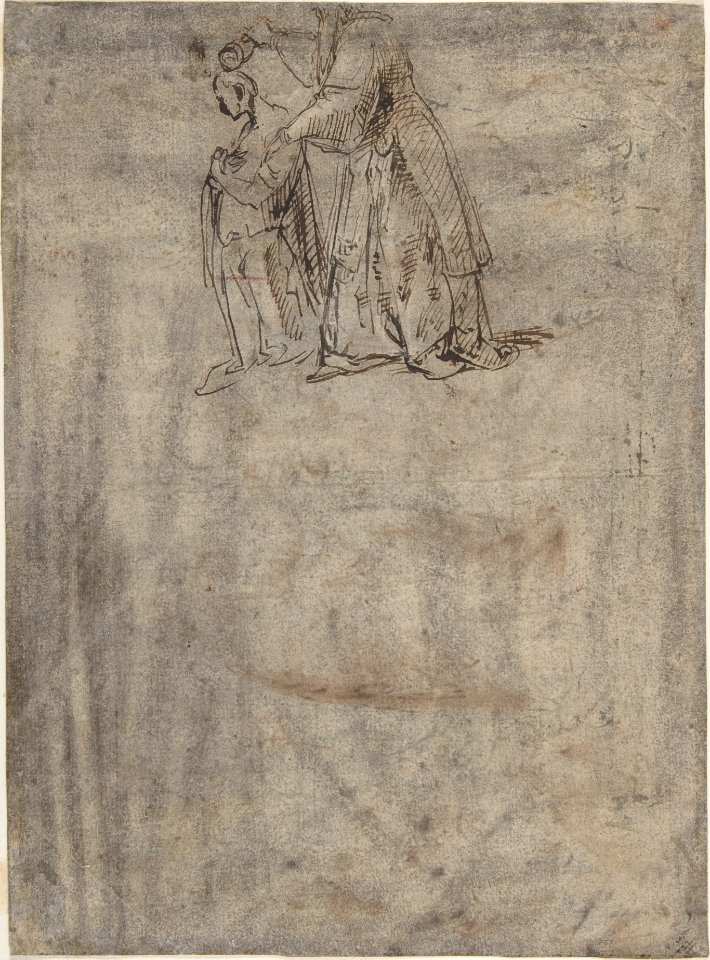 Samuel Annointing David; verso- sketch of two figures MET DP802468