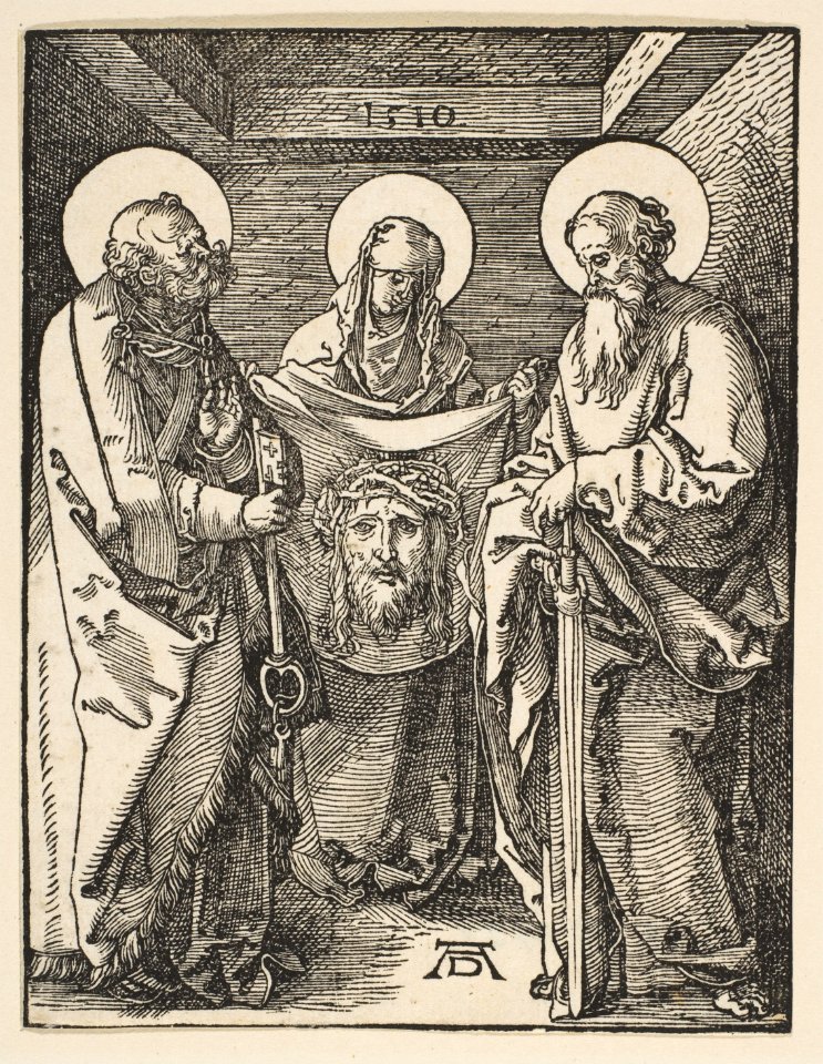 Saint Veronica between Saints Peter and Paul, from The Small Passion MET DP816037