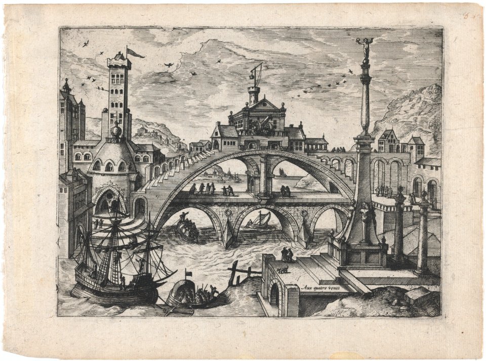 Riverscape with a Double Bridge MET DP875198