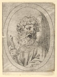 Saint Paul holding a sword, in an oval frame, from Christ, the Virgin, and Thirteen Apostles MET DP837889