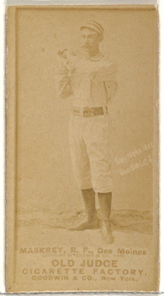 Samuel Leech Maskrey, Right Field, Des Moines Prohibitionists, from the Old Judge series (N172) for Old Judge Cigarettes MET DP846406