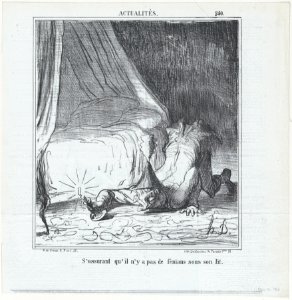 S'assurant qu'il n'y a pas de féniant sous son lit, from Actualités, published in Le Charivari, December 21, 1866 MET DP876530