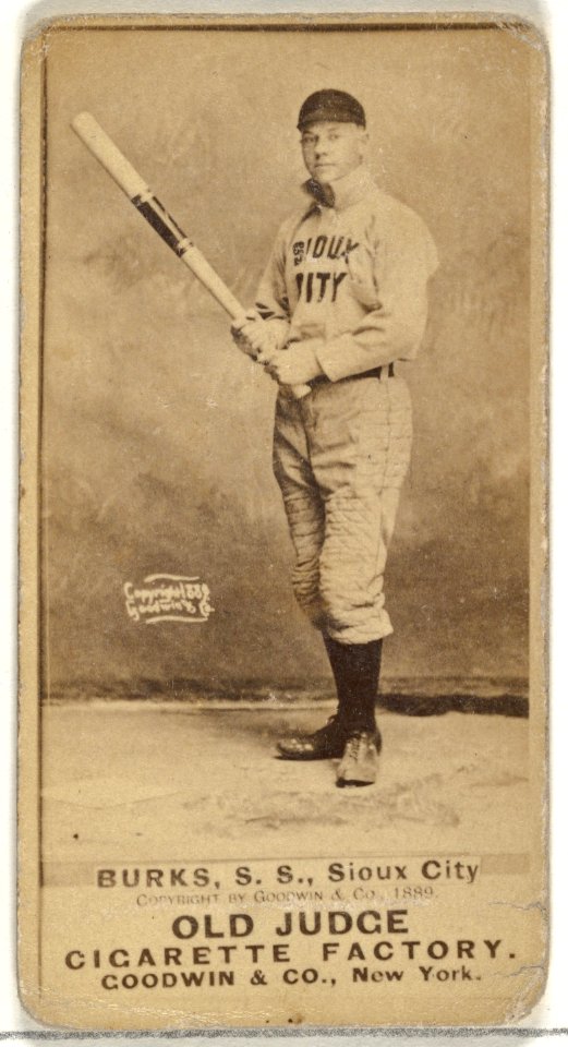 Robert E. Burks, Shortstop, Sioux City Corn Huskers, from the Old Judge series (N172) for Old Judge Cigarettes MET DP846434