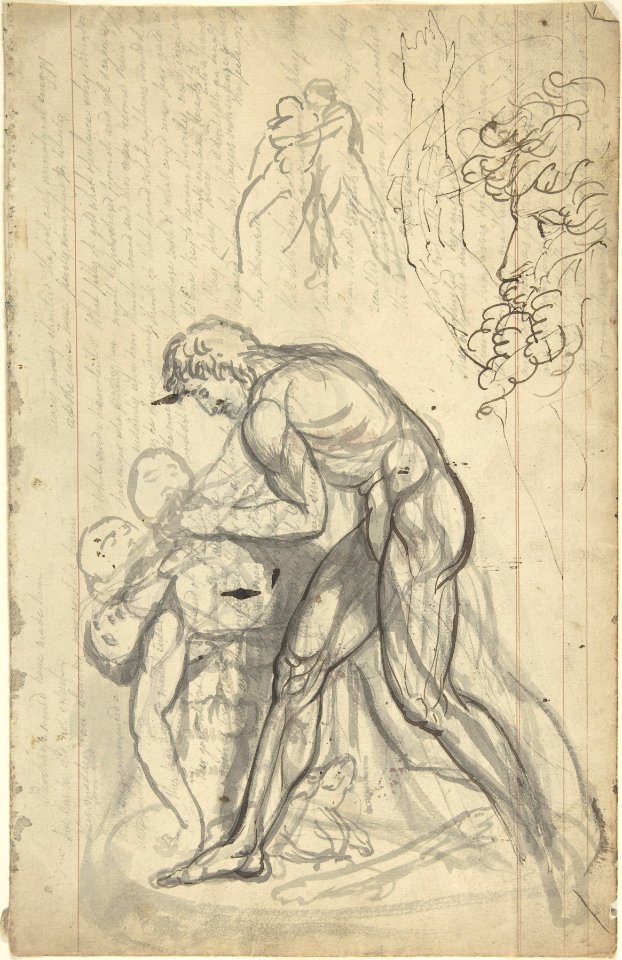 Sketchbook page with drawings of sculpture MET DP806070