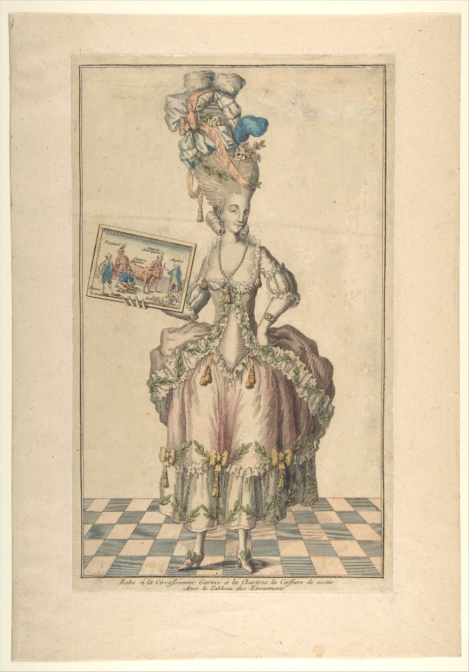 Robe à la Circassienne Garnie à la Chartres- la Coëffure de meme, Avec le Tableau des Evenements MET DP809857