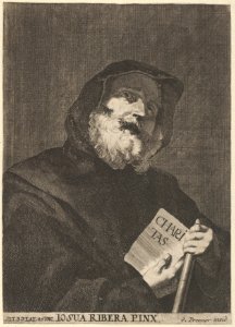 Saint dressed in a hooded cloak, holding book with the inscription "CHARITAS" from a portfolio of reproductions of the Imperial Gallery of Paintings in Vienna; plate 41 of the series MET DP836608