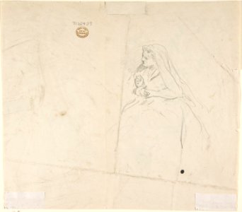 Sketch of Two Seated Women with Young Girl Sitting at Their Feet; Verso- Sketch of a Woman MET DP800923