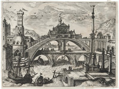 Riverscape with a Double Bridge MET DP875193