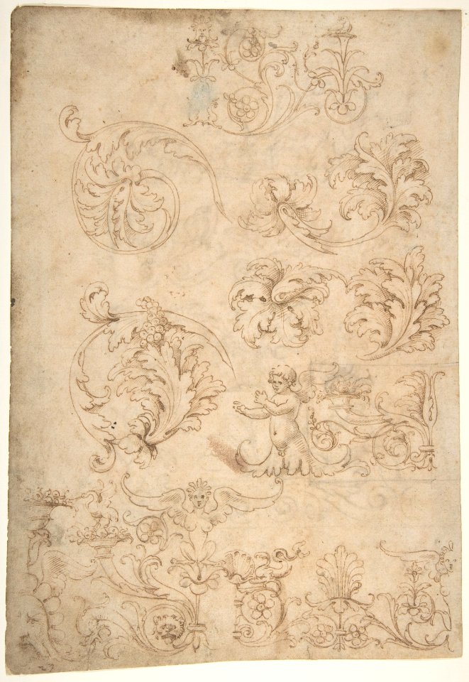 Sketchbook Sheet of Ornamental Studies, (recto and verso) MET DP809955