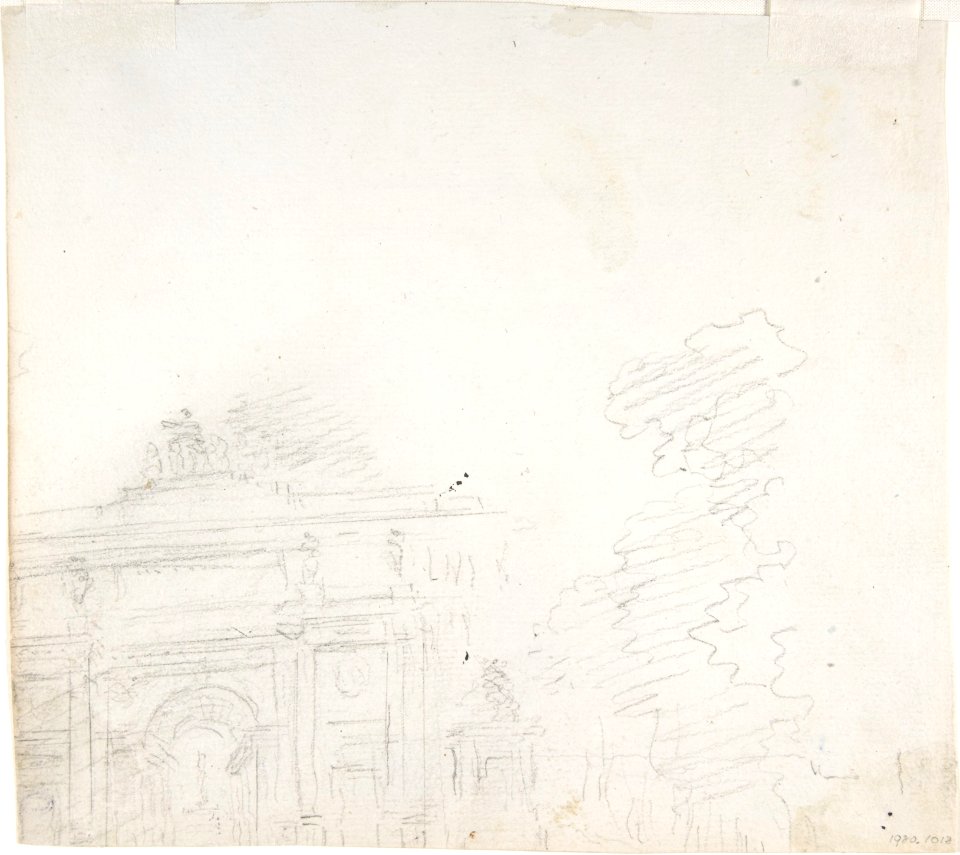 Sketch of Triumphal Arch (recto); Alternate Study for Triumphal Arch (verso) MET DP808077