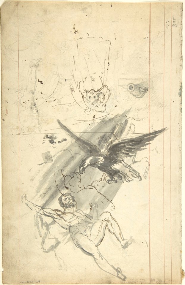 Sketchbook page with drawings of sculpture MET DP806071