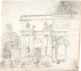 Sketch of Triumphal Arch (recto); Alternate Study for Triumphal Arch (verso) MET DP808076