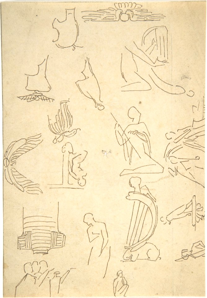 Sketches of Miscellaneous Egyptian Details and Figures (recto and verso) MET DP804863