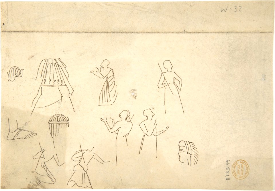 Sketches of Miscellaneous Egyptian Details and Figures (recto and verso) MET DP804864